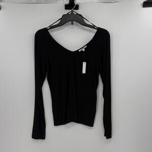 Madewell Women's Jersey V-Neck Long-Sleeve Top - Black - Medium - NWT